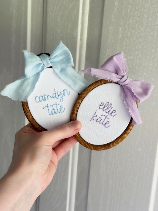 embroidered baby name hoop