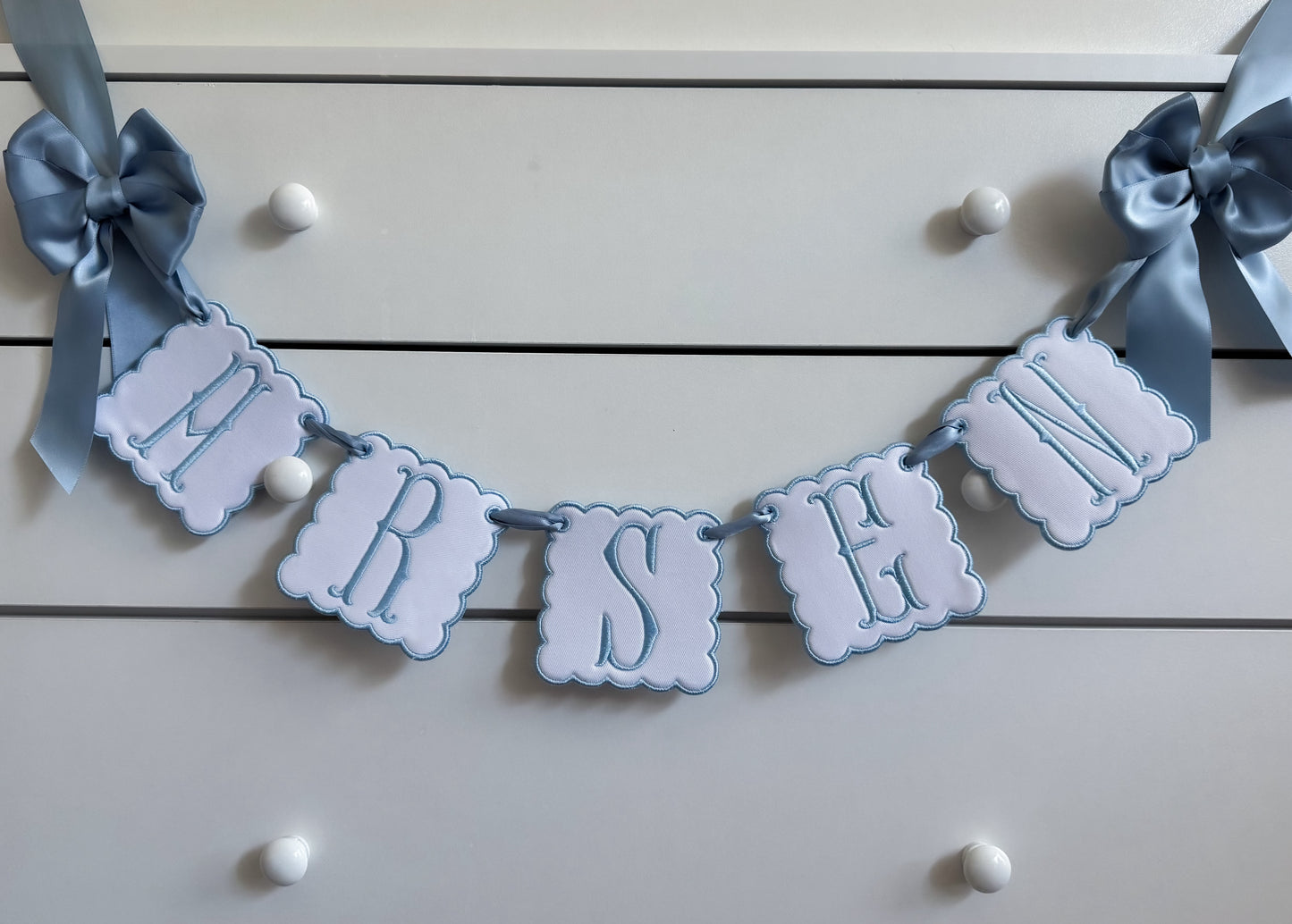 embroidered baby name banner