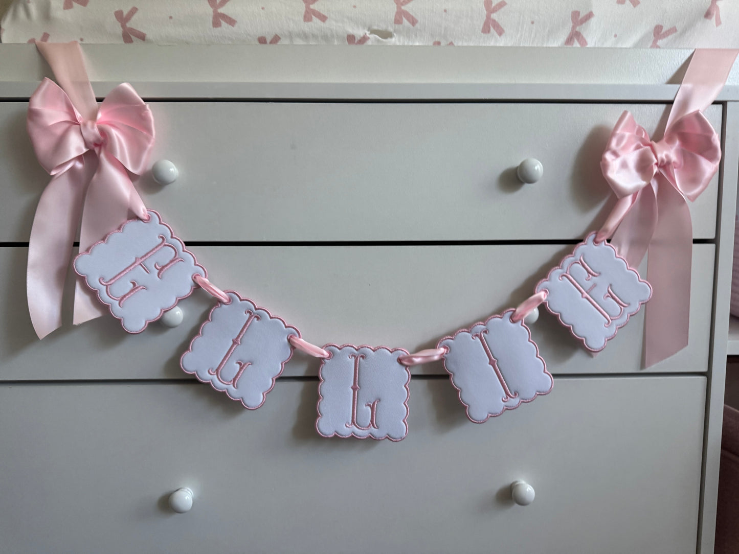 embroidered baby name banner